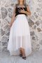 White Asymmetrical Skirt with Elastic Waist