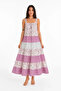 Strappy Floral Patterned Linen Fabric Layered Casual Maxi Dress - Pink - 2