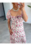 Floral Patterned Slit Madonna Collar Maxi Slit Dress - 3