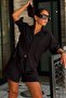 Black Short Sleeve Modal Shirt Shorts Set Mg2739 - 2