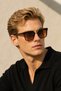 Unisex Gold Frame Detail Brown Glass and Brown Handle Sunglasses - 4