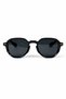 Unisex Black Oval Frame Gold Detail Temple Black Glass Sunglasses - 5