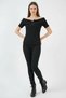 Women's Off Shoulder Black Blouse with Ribbon Detail - 6