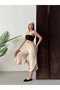 Women's Beige Side Slit Loose Cut Ayrobin Fabric Trousers - 6