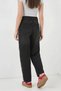 Women's High Waist Side Stripe Cotton Wide Leg Black Palazzo Trousers - 8
