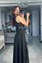 New Season Women's Off-The-Shoulder Open Collar Open Waist Lace Slit Long Janjan Crepe Stylish Event Dress - 4