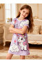 Girls Graphic Print Round Neck Nightdress - 8