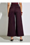 Burgundy High Rise Wide Leg Trousers - 4