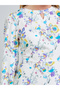 White All Over Print Keyhole Neck Midi Dress - 4