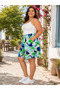 Women's Curve Plus Size Elastic Waist Patterned Loose Cut Above Knee Shorts & Bermuda - 3