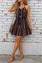 Women's v-neck, strappy, patterned, short-sleeve supreme dress with waist tie - 3