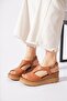 Hunas Direkli Genuine Leather Women's Sandals Tan Skin - 3