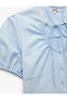 Cotton Slim Fit Short Sleeve Gathered Collar Poplin Shirt - 5