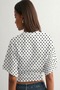 Qlay Polka Dot Women's Fitted Wide Sleeve Blouse - Soft Textured Stylish Summer Crew Neck - 5