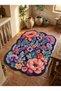 Sdt Shaped Floral Pattern Navy Blue Bohemian Modern Woven Base Decorative Carpet Sdt1510 - 3