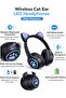 Wireless Cat Ear LED Headphones with Microphone, Bluetooth Over-Ear Headset, RGB Light Up Paw Design, Black, Rechargeable with TF Card Support - 2