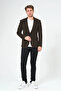 Men's Slim Fit Blazer Jacket Brown White - 6