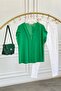 V-Neck Blouse with Metal Accessories on the Front and Flounce Sleeves - 3