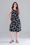 Women's Black and White Stone Pattern Standard Size Sleeveless Dress with Matching Pockets, Sizes 42-54 - 4
