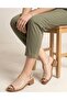 Inside and Outside, 100% Genuine Leather, Low Heel, Beige Women's Sandals - 5