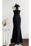 Melissa - Textured Crepe Fabric Halter Neck Fish Shape Flounce Maxi Dress - 2