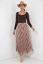 Women's Square Collar Standard Asymmetrical Cut Pleated Chiffon Mink Skirt - 4