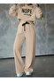    Women's Long Sleeve Nope Printed Ribbed Waist Double Suit