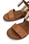 Women's Genuine Leather Tan Flat Sandals - 4