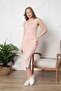 Women's Patterned Slit Bodycon Combed Cotton/Viscose Casual Dress - 2