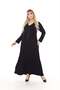 Women's Plus Size Black Matte Lace Collar Viscose Combed Cotton Stylish Dress - 4