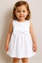 White Girls' Linen Dress – Summer Model with Bow Detail 50516-Y