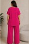 Large Size Slit and Pocketed Wrinkled Fabric Comfortable Double Suit-Fuchia - 7