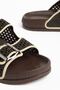 Betty Women's Brown-Beige Rubber Double Buckle Poly Sole Slippers - 3
