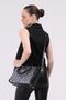 Black Suede Paneled Quilted Women's Shoulder Bag - 7