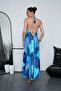 Long Oversized Dress with Halter Neck Detail and Backless Slit - 5