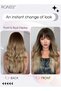 Long Wavy Wig with Bangs for Women, Natural Soft Synthetic Heat Resistant Hair Wig for Wedding Cosplay Party Daily Wear, Gradient Gold, 60cm (24 inches) - 2