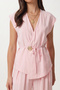 Gold Buttoned Modal Top and Bottom Set Lub0372 Sugar Pink - 5