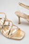 Gold Metallic Cross-Strap Heeled Evening Dress Sandals - 5