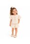 Girl's Cream Lace Embroidered Blouse Shorts Undershirt 3-Piece Set Summer Stylish Comfortable Combination 2-5 Years Old - 2