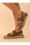 Women's Tan Double Buckle Straw Sole Daily Comfort Sandals - 2
