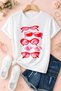Women's Pink Red Sunglasses Printed Oversize Crew Neck Cotton Casual Combed Cotton T-Shirt - 2