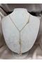 Gold Color Drop Detailed Y Necklace Minimalist Long Chain Women's Necklace