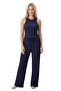 Premium - Tide Collection |   Navy Blue Lace-Up Wrinkled Textured Wide-Leg Women's Trousers - 5