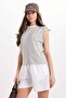 Women's Relax Fit Comfortable Cut Crew Neck Sleeveless Viscose Fabric Striped Gray Blouse - 5