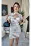 Women's Polka Dot Low-Cut Lace-Up Collar Retro Mini Dress