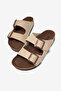 Women's Beige Comfortable Double-Striped Non-Slip Slippers