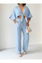Crep Women's Muslin Trousers – Lace-Up Elastic Waist 100% Cotton Summer Comfortable Trousers Blue - 3
