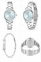 Vintage Light Blue Dial Silver Metal Band Women Wrist Watch - 2