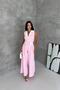 Women's Pink Double Color Belt Stripe Detailed Full Length Sleeveless Jumpsuit Nbk087