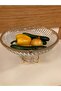 Round Salad or Fruit Bowl with Stand, Cutting Glass and Cast Brass, Gold Color, Diameter 32 Cm, Height 20 cm - 6